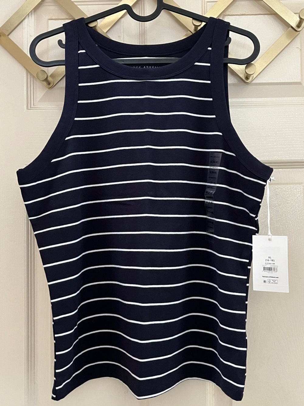 Women's Dark Navy & White Striped Cutaway Tank Top